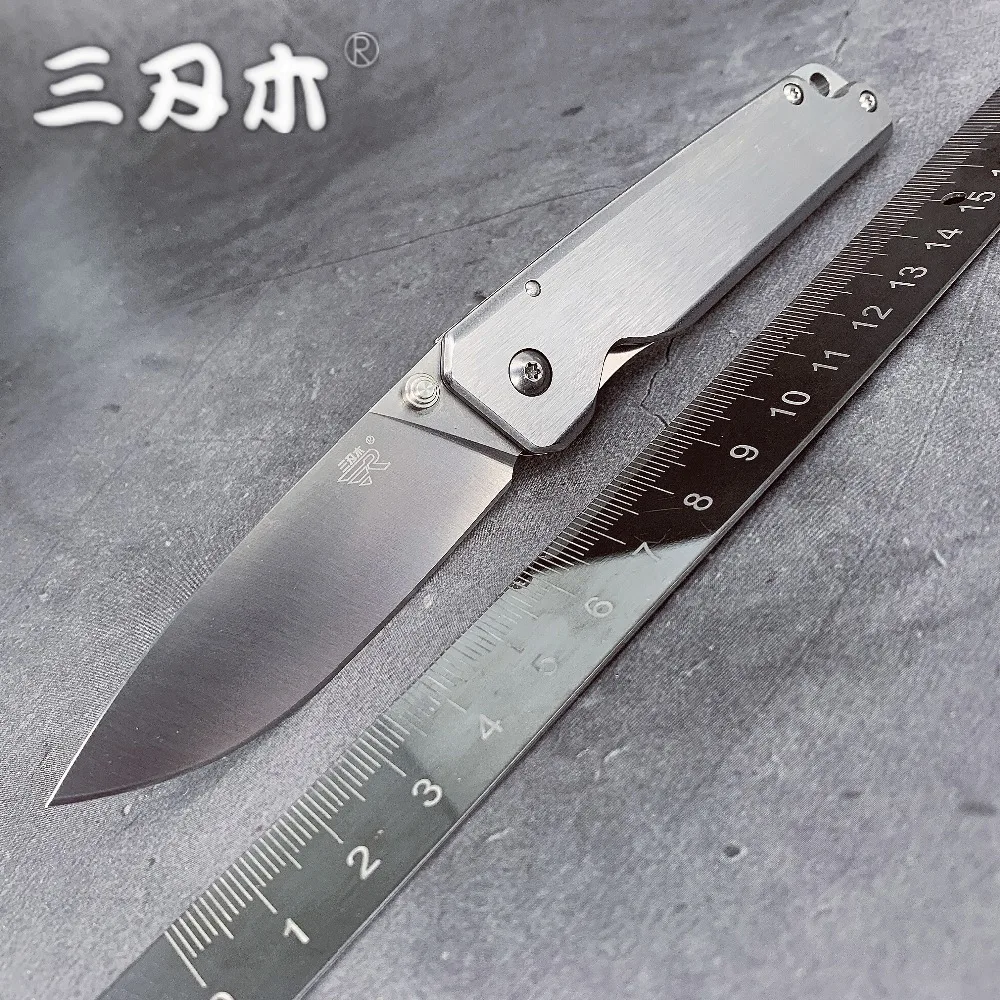 Comprar Sanrenmu 7096 cuchillo plegable de bolsillo mango camping supervivencia edc rescate supervivencia herramienta cuchillo 12c27 hoja de acero inoxidable completo acero