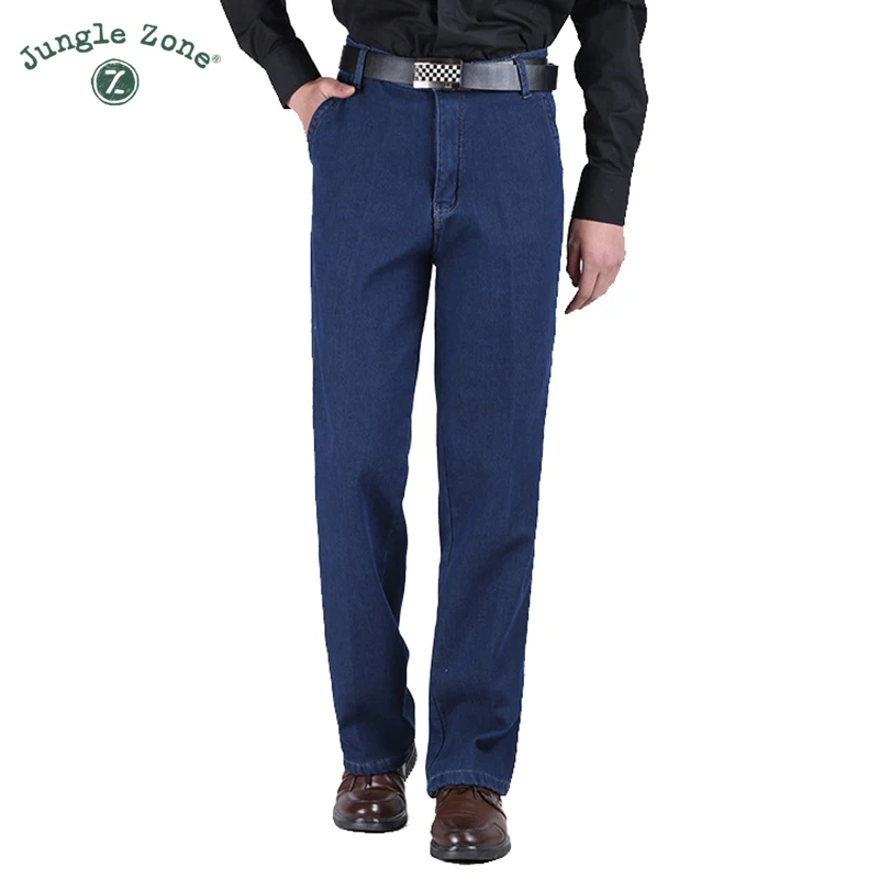 Осенние и зимние мужские прямые толстые плюс кашемировые джинсы удобные ковбойские повседневные брюки с высокой талией джинсы для людей среднего возраста 801B