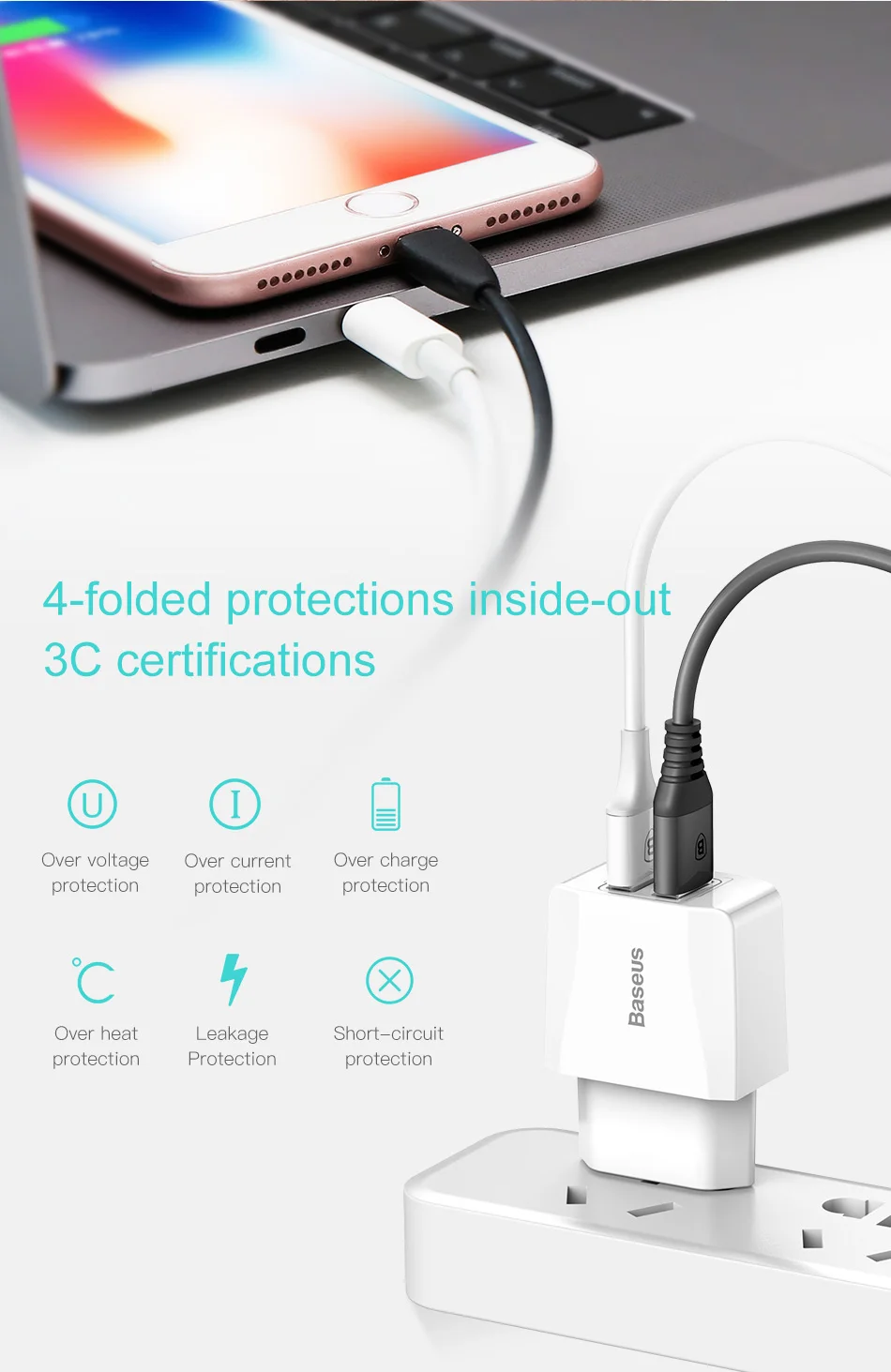 Baseus Dual USB зарядное устройство для iPhone iPad samsung Xiaomi Mi 2.1A быстрое настенное зарядное устройство адаптер ЕС зарядное устройство для мобильного телефона