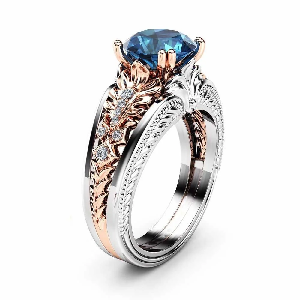 Женское кольцо с сапфиром Bizuteria Bague розовое золото 14 к 1 карат Свадебные украшения