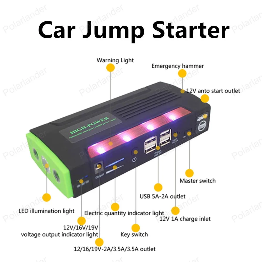 

Car jump starter Super Function Mobile Auto emergency power Power Bank Car power jump starter Safety USB free shipping