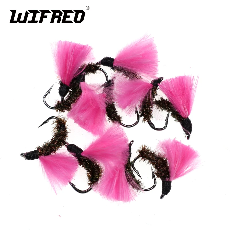 Wifreo 10 шт. #12 Павлин сердца Caddis Nymph Fly emfusion розового цвета рыболовные крючки в виде