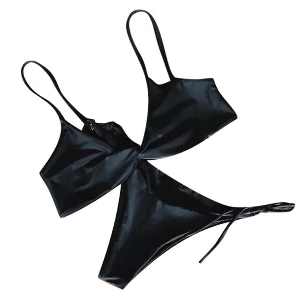 Бикини чистый цвет Camisole Регулируемый складной нагрудный коврик бандаж T-back Микро Бикини Набор Купальники женский купальник biquini mayo