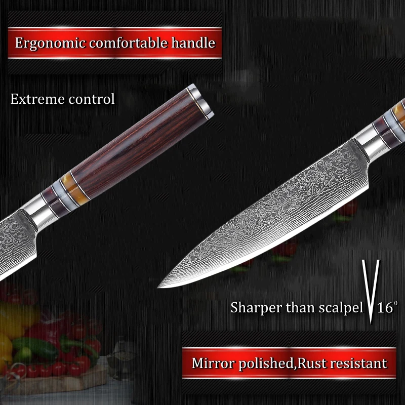 Универсальный нож из дамасской стали японский кухонный VG10 со стальным лезвием
