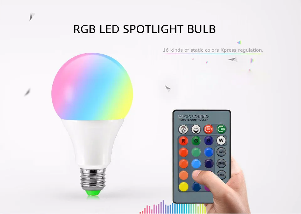 E27 E14 светодиодный 16 Цвет Изменение RGB магический светильник лампа 85-265V 110V 120V 220V RGB светодиодный светильник Точечный светильник+ ИК-пульт дистанционного управления Управление