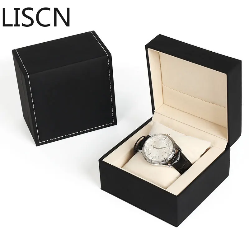 

2019 New Luxury Design Open Mouth PU 1 Grid Watch Box Fashion Breach Case Wholesale/Retail Custom Logo Watch Gift Box LISCN