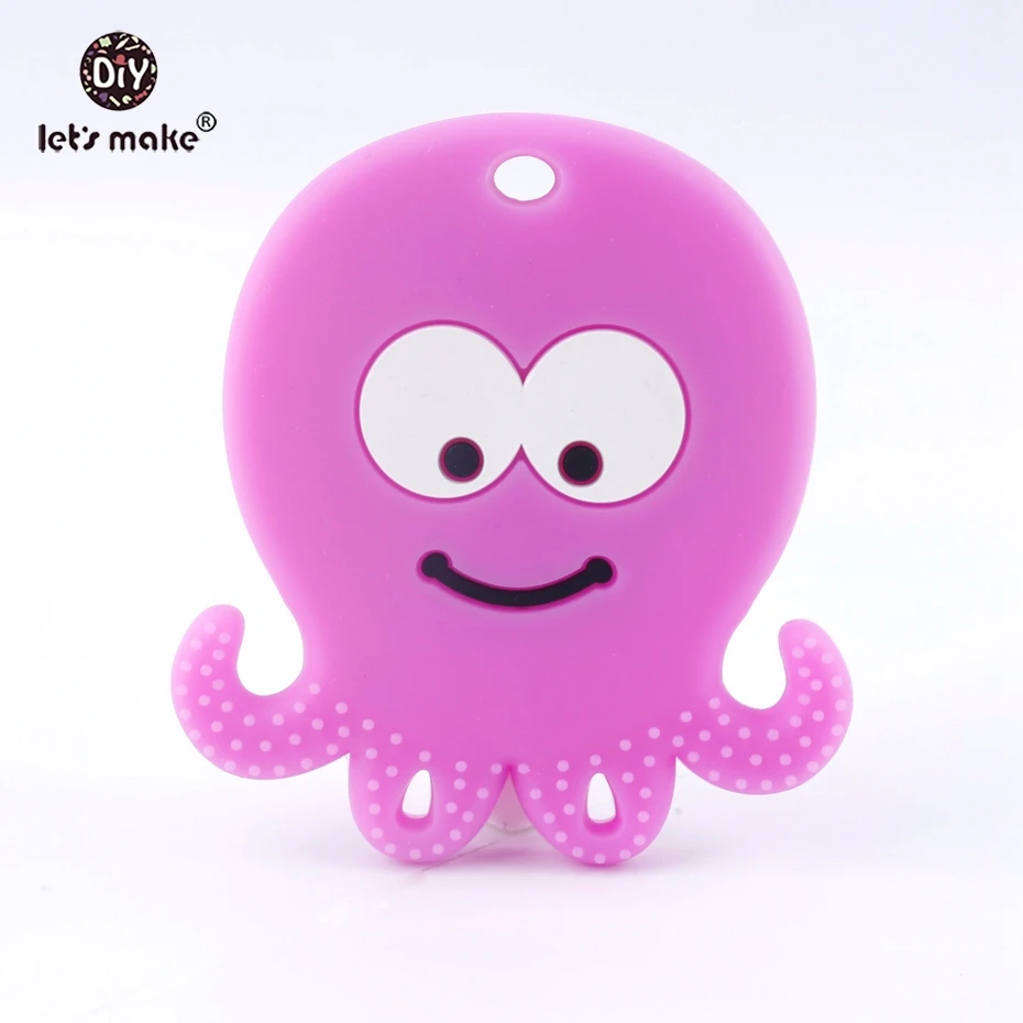

Let's Make Purple Toddler 1PC Pendant For Baby Teether Necklace Pendant Eco-friendly Octopus Silicone Animals Fishing Lure