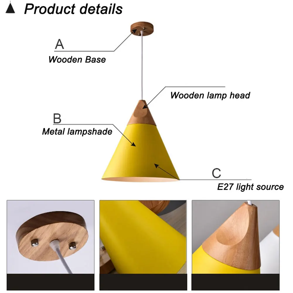 Nordic современные деревянные подвесные потолочные светильники красочные Алюминиевые абажур светило подвесные светильники для дома