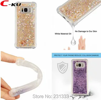

C-ku 3D Liquid Glitter Quicksand Soft TPU Case For Samsung Galaxy S7 EDGE S8 PLUS S9 S5 A310 A510 S6 Shockproof Heart Skin 50pcs