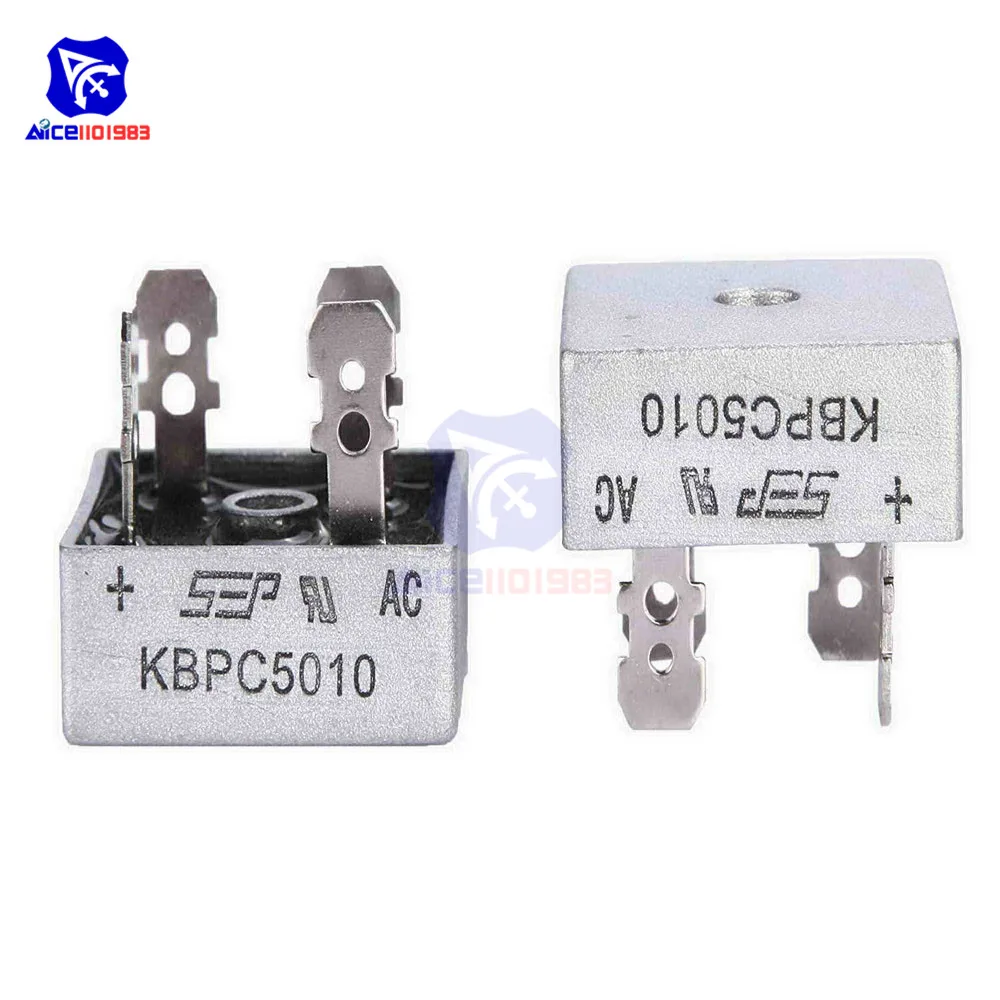 5PCS/Lot KBPC5010 Bridge Rectifier 50A 1000V AC Metal Case Single Phases Diode Bridge Rectifier