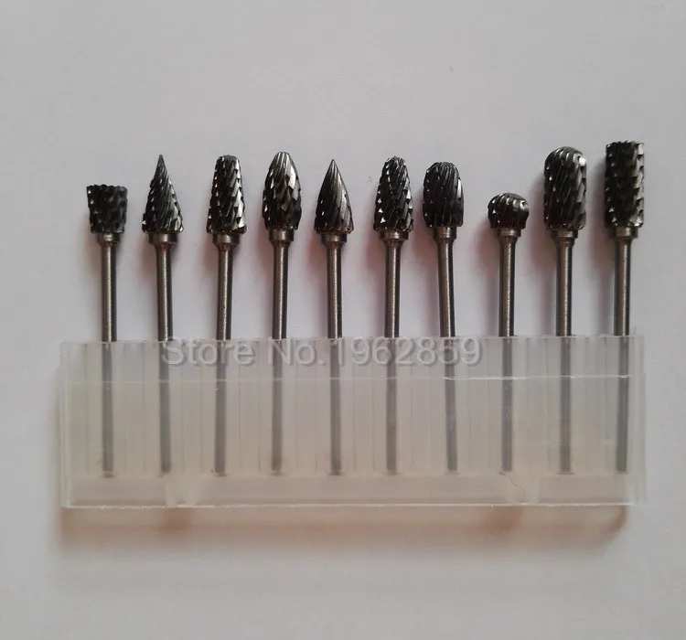 10Pcs-Dental-Tungsten-Steel-Nitrate-Carbide-Burs-Drills-Dentistry-2.35mm-Dental-Burs+1pc 60-Hole-Block-2