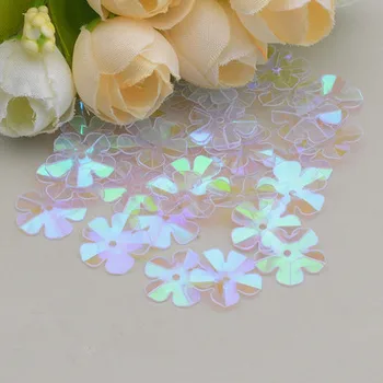 

500pcs/lot Flower Sequins 14mm PVC Decoration Sewing DIY Wedding Craft Scrapbook For Clothing Transparent AB