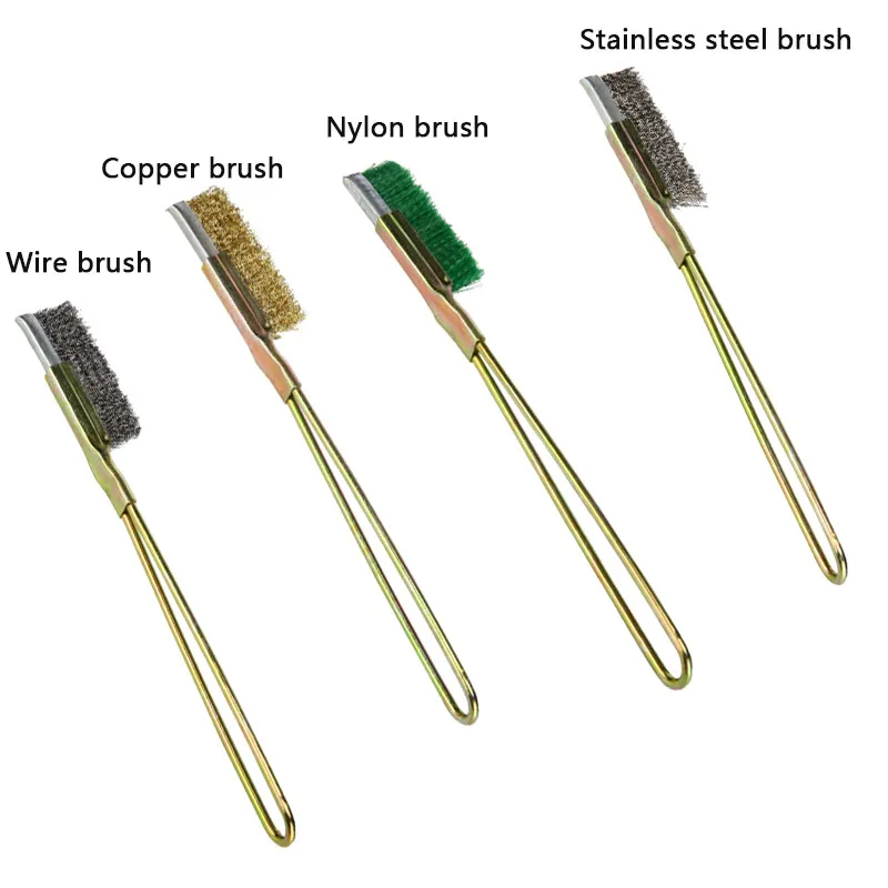 4pcs/set Mini Straight head Wire brush Stainless steel brush Nylon