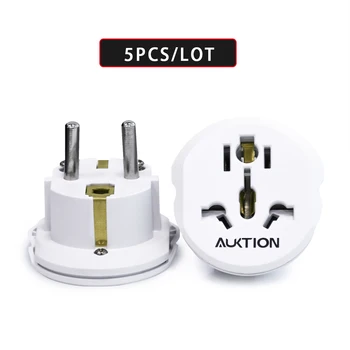 

5PCS/Lot Universal Europe 16A Travel Adapter EU Converter UK US AU to EU AC Wall Socket Plug Charger Adapter 2 Round Pin Socket