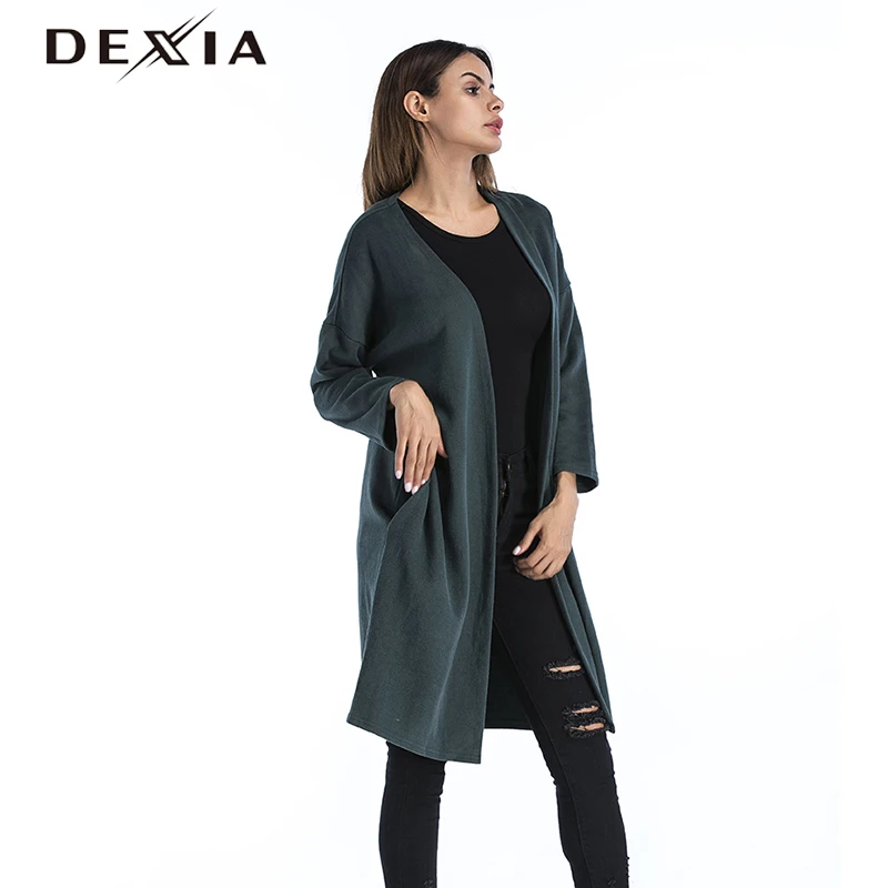 DEXIA 2017 Women Long Cardigans Autumn Winter Open Stitch