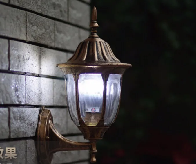 Алюминиевый наружный настенный светильник, антикварный садовый светильник, светильник для крыльца, наружные Настенные светильники на балкон, проходной декор, светильник, E27