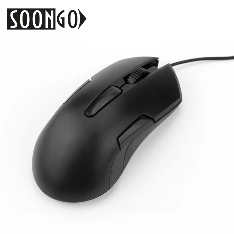 SOONGO Computer Mouse Mini Gaming Black Optical Mouse USB Wired Mice Ergonomics For Gamers Office PC Laptop