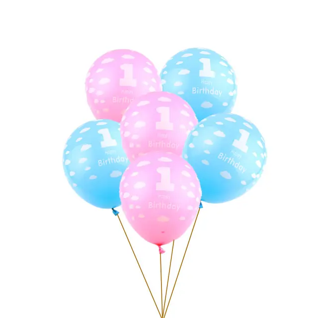 Gogo Paity 10pcs Lot New Pink Blue 1st Birthday Latex Balloon Baby