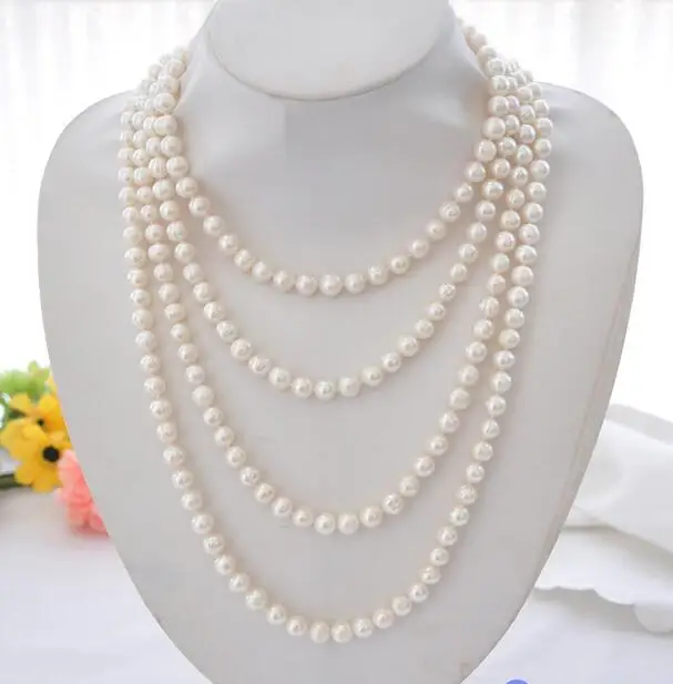 

FREE SHIPPING>@@> 3579 white round Freshwater cultured pearl necklace