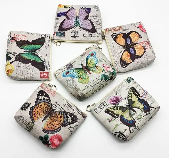 New Cute Butterfly Students Coin Purse Children PU Leather Zip Change