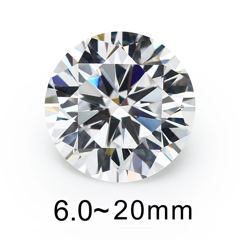 Размер 5 мм 8 мм 10 мм(6~ 20 мм) ааааа Круглый Блестящий Белый Большой кубический цирконий камни свободные CZ драгоценные камни для ювелирных изделий