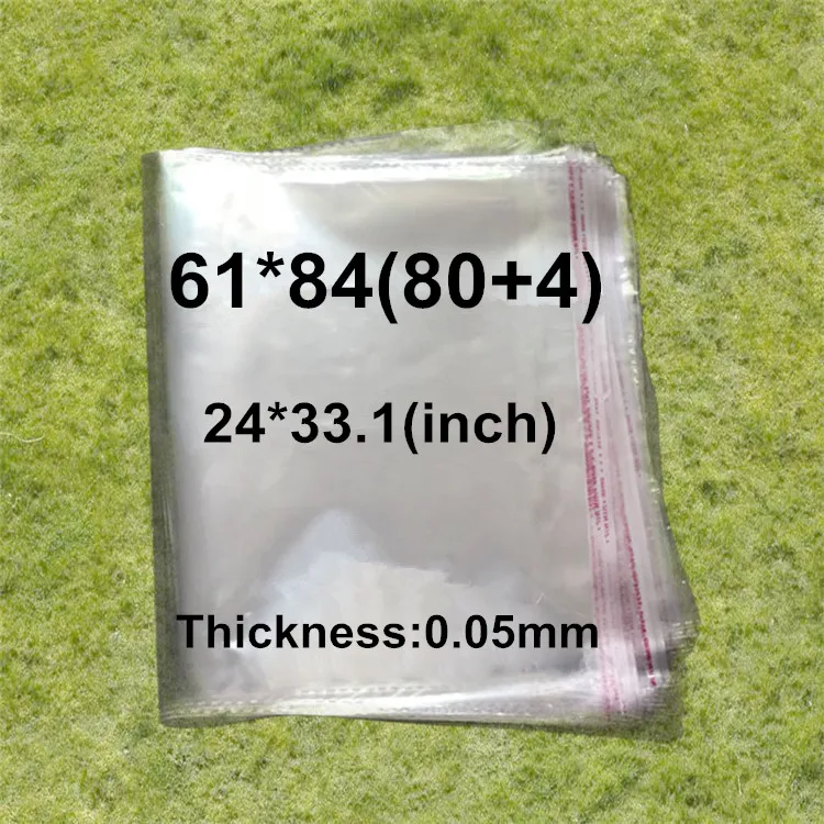 

100 X Thickness 0.05mm Transparent Big Size OPP Self Adhesive Seal Bags Fabric Clothing T-shirt Bags Sack (24"*33.1")