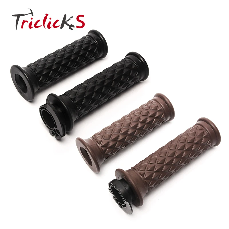 

Triclicks POP 7/8" Motorcycle Handlebar Hand Grip Bar End Black Brown Grips Handstuck For Honda Suzuki Cafe Racer Bobber Clubman
