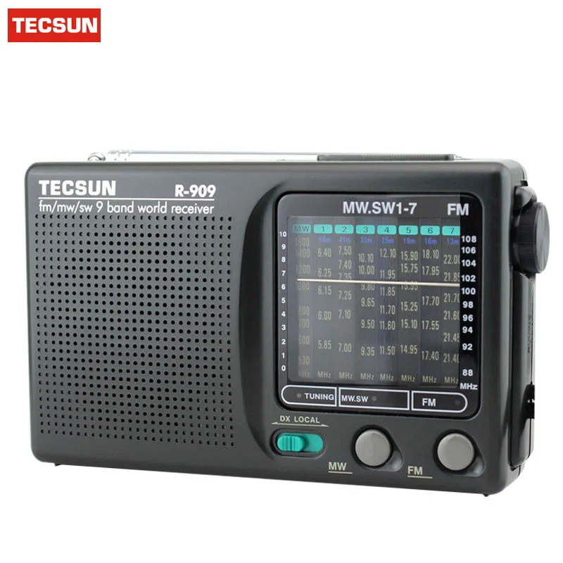 Оригинальный Tecsun R 909 R909 радио FM / MW SW 9 полосы слово приемник Портативный tecsun