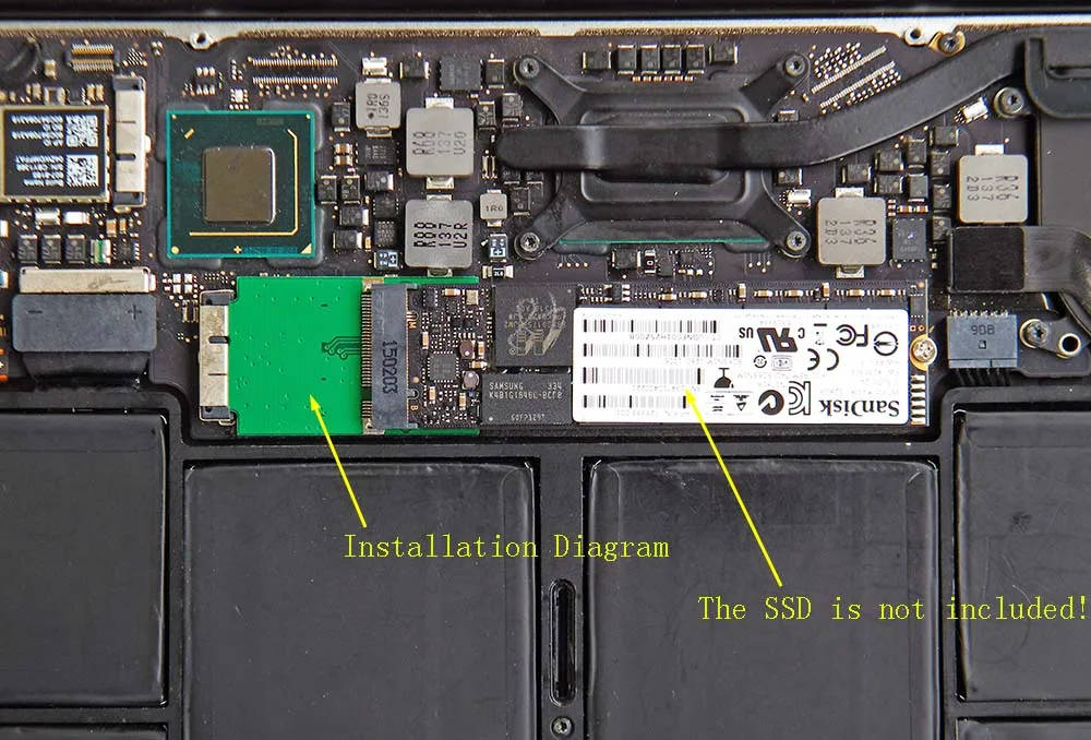 H1111Z добавить на карту M.2 NGFF SSD в 12+ 6Pin адаптер конвертировать карты расширения для MacBook Air 2010 2011 A1370 A1369 MC503 MC505