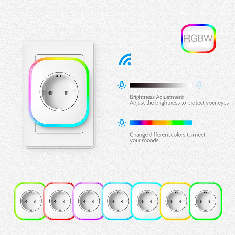 AVATTO ЕС RGBW wifi умная вилка с 1 usb зарядным портом, Беспроводная розетка умная розетка с Google Home, голосовое управление Alexa