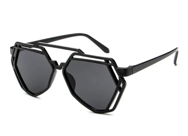 Imwete полигональные полые солнечные очки Роскошные брендовые дизайнерские женские Винтажные Солнцезащитные очки Разноцветные очки ретро очки UV400 - Цвет линз: Black