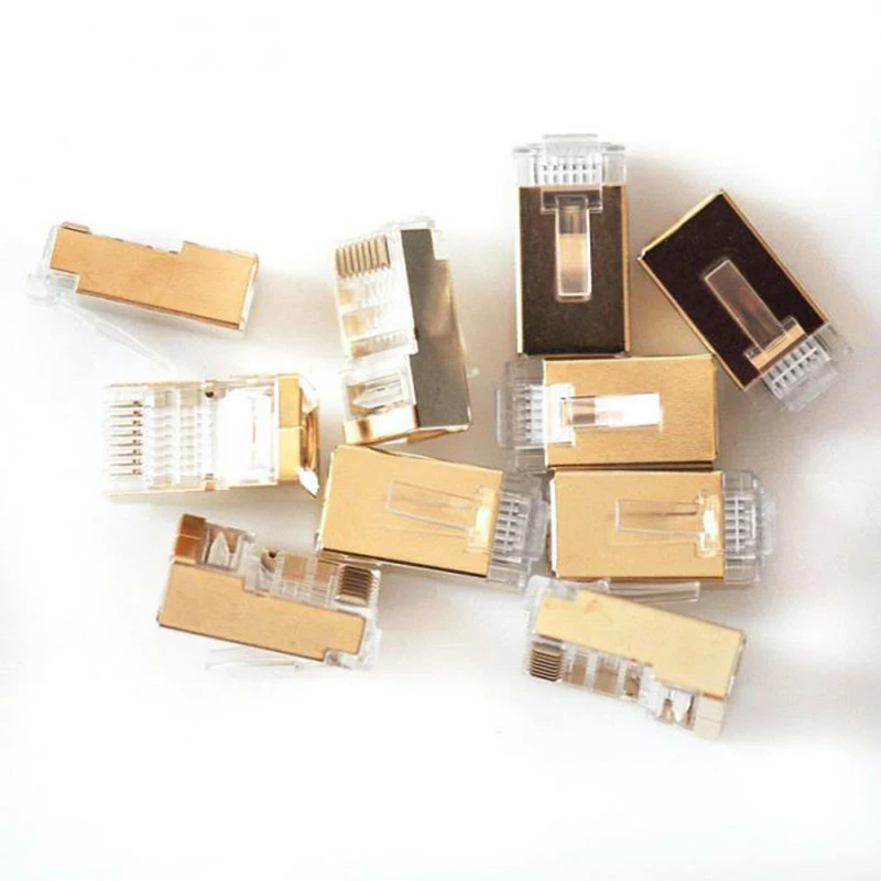 10Pcs/lot CAT6e gold plated FTP RJ45 Network Cable Modular Plug 8P8C crystal head 10Pcs/lot CAT6e gold plated FTP RJ45 Network Cable Modular Plug 8P8C crystal head