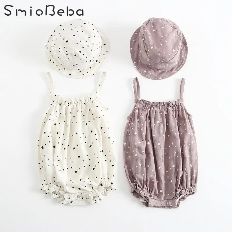 2019 Korean Baby Newborn Infant Rompers Climbing Clothes Summer Cotton Triangle Neonatal Kids With Hats | Детская одежда и обувь