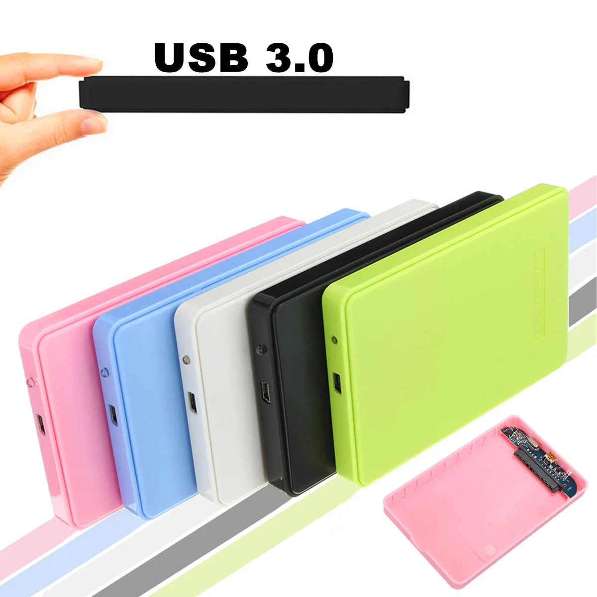 Multi Color 2.5"inch USB 3.0 to SATA HDD Hard Drive External Enclosure
