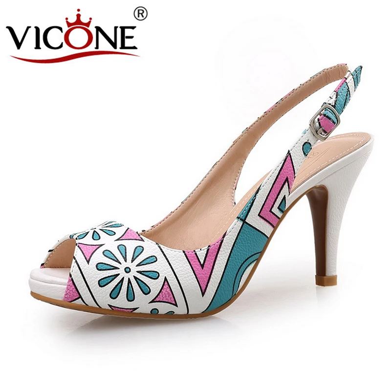 

VICONE Women Summer PU Pointed Toe Totem Sweet Heels V429808