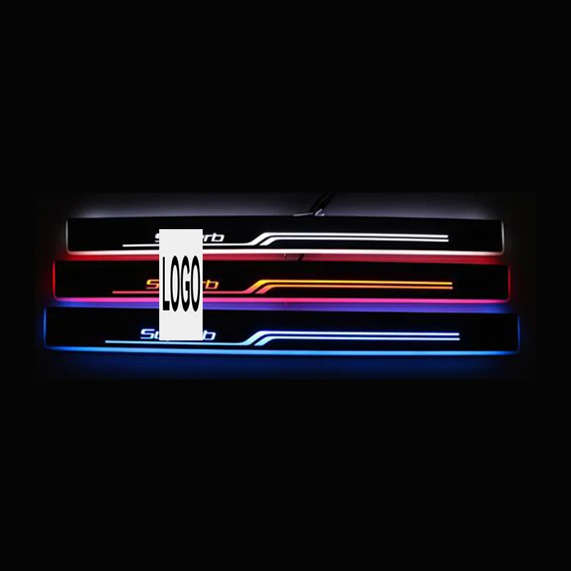 

2pcs Cool LED door sill for Skoda Superb 2016 Led moving lights door scuff plate Car door light outside door welcome pedal