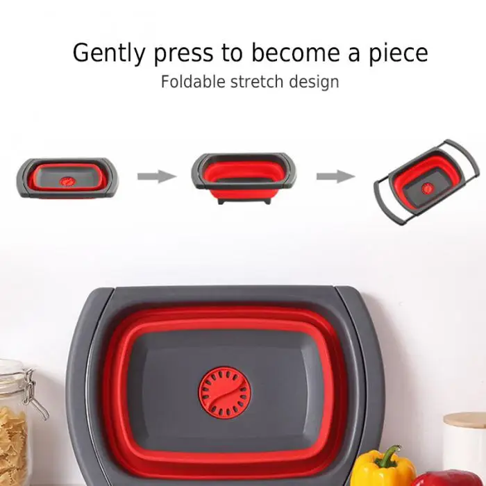 Foldable Drain Basket Collapsible Fruit Vegetable Washing Container for Kitchen MU