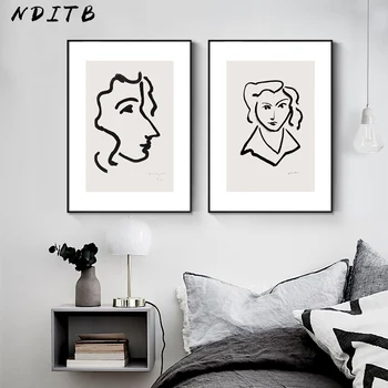 

Line Drawing Woman Face Wall Poster Abstract Canvas Art Minimalist Print Nordic Painting Decorative Picture Modern Decoration