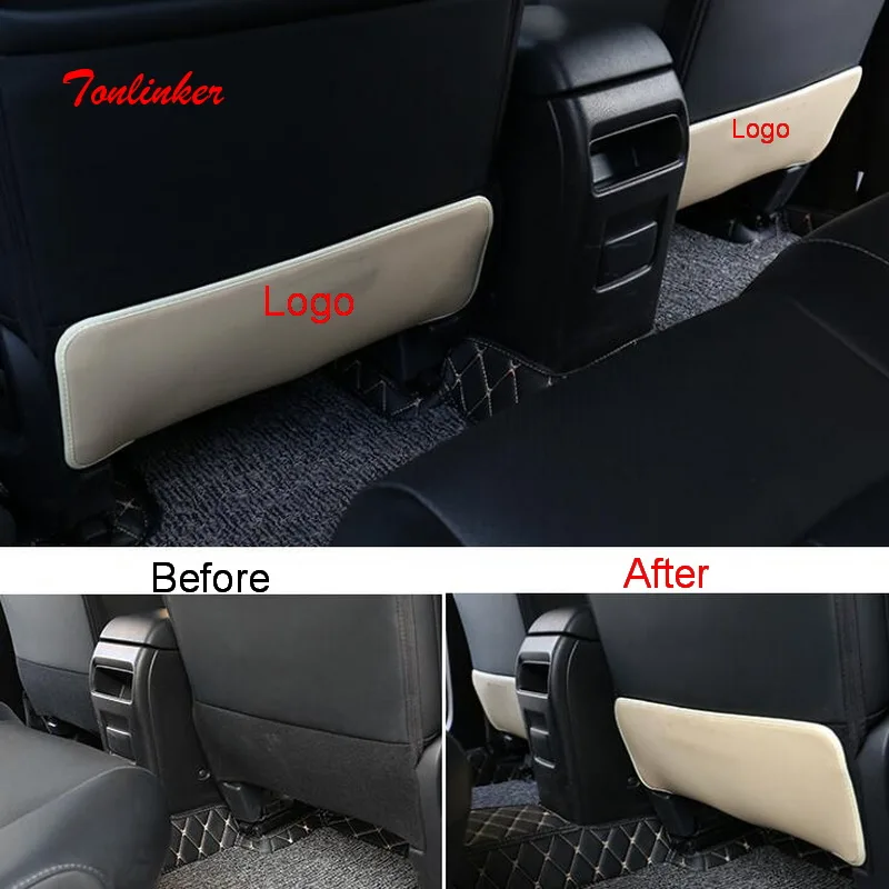 

Tonlinker Interior Seat back Anti-dirty Pad Covers Sticker For Nissan SYLPHY 2016-18 Car Styling 2 PCS PU Leather Covers sticker