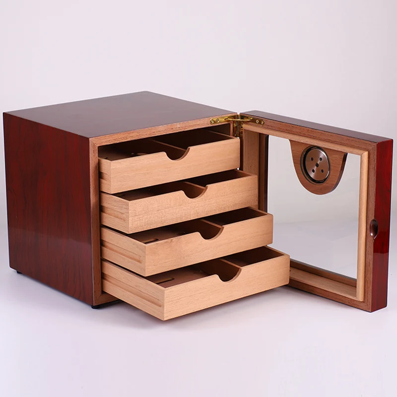 Хьюмидор для сигар Cohiba высокий глянцевый пианино деревянный кубинский шкафчик для хранения сигар "humidor" ящик для хранения W/4 ящика% увлажнитель с гигрометром druable