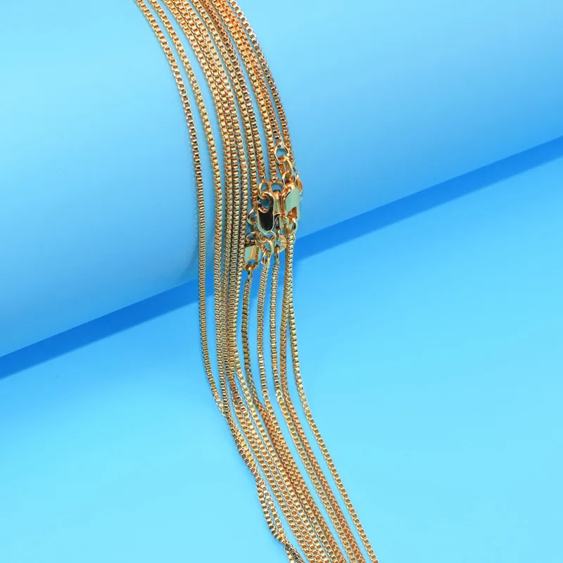 10 шт./партия золотое ожерелье ювелирные изделия цепь из прямоугольных звеньев 2 мм ожерелье 16-30 дюймов кулон цепь
