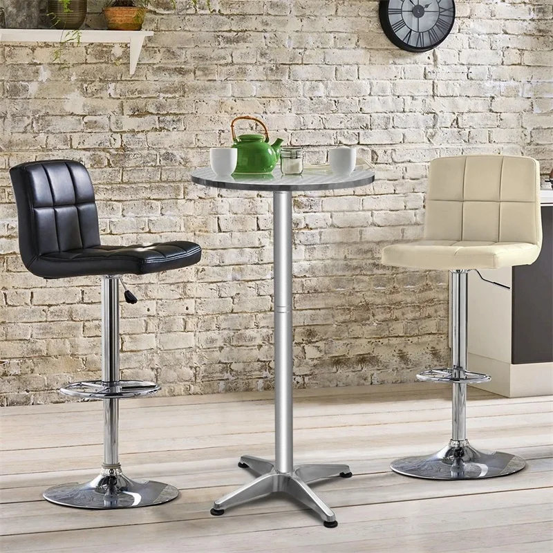 

Stainless Steel Aluminium Round Folding Desktop Bar Table Adjustable Height Desk UV Resistant Waterproof Plastic Floor Glides