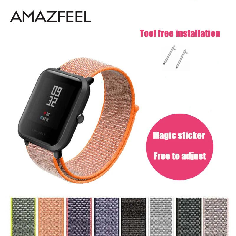 Ремешок AMAZFEEL нейлоновый для часов Amazfit цветной плетеный браслет с нейлоновой