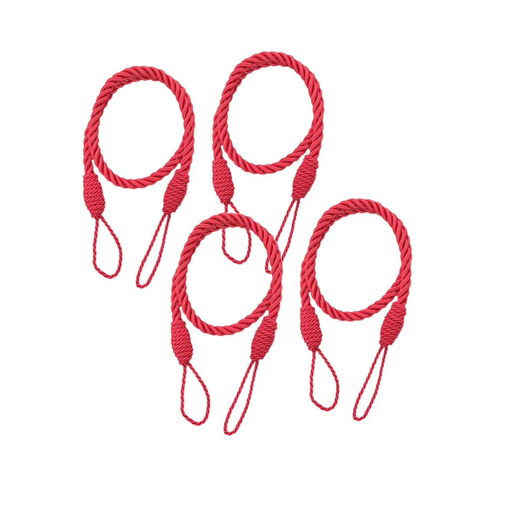 4 PCS Hot Europe Style Rope  Curtain Tieback Tassel Rope Thick Twisted Living Room Bedroom Decoration Red