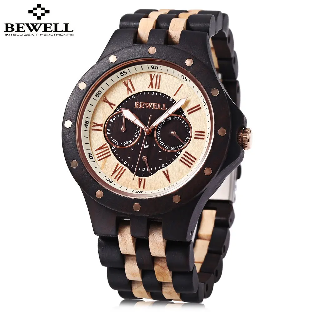 

BEWELL Mens Watches, Male Business Wood Watch, Man Dress Quartz Watch, Waterproof Date Fashion Wrist watch relojes hombre
