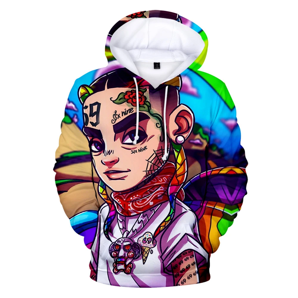 Новинка 2021 классные осенние 3D толстовки 6ix9ine для мужчин и женщин милый стиль