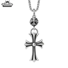 Brand Top Quanlity Black cross Pendant Neckalce Titanium steel Knights Templar irises Decorative pattern Jewelry
