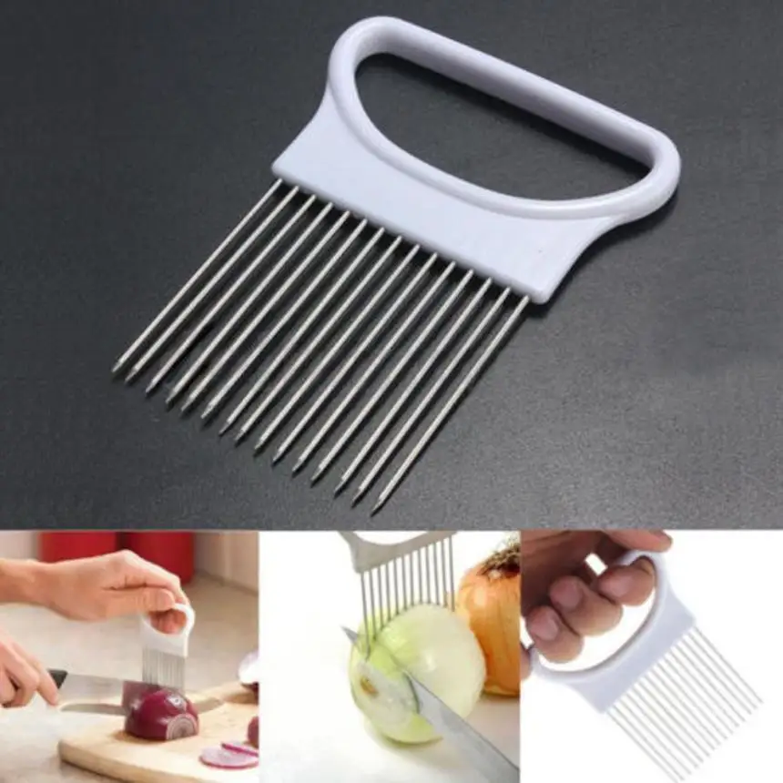 

Tomato Onion Vegetables Slicer Cutting Aid Holder Guide Slicing Convenient Cutter Safe Fork17Jul12