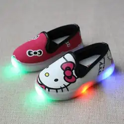Новая обувь для детей мальчиков и девочек легкая обувь с рисунком «Hello Kitty» Детская парусиновая обувь дышащая повседневная детская одежда