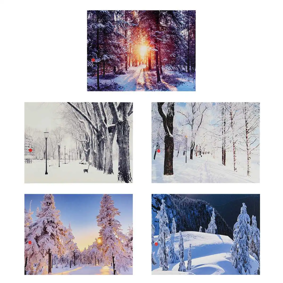 

3D LED light Picture Sun Snowing Tree Canvas Painting Wall Art Picture Print for Home Hotel